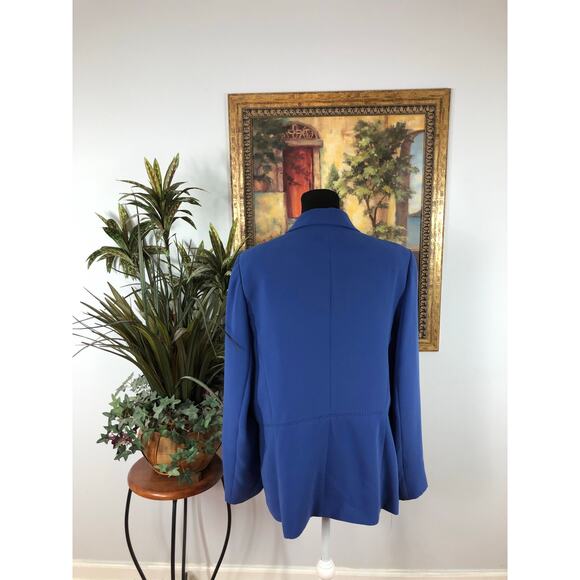 Le Suit Women Jacket Plus Size 18 Blue Lapel Notch Collar Long Sleeve Preppy - Picture 5 of 12